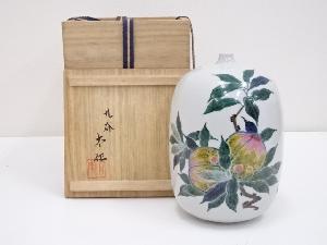 九谷焼　梶本太衛造　色絵桃の図花瓶